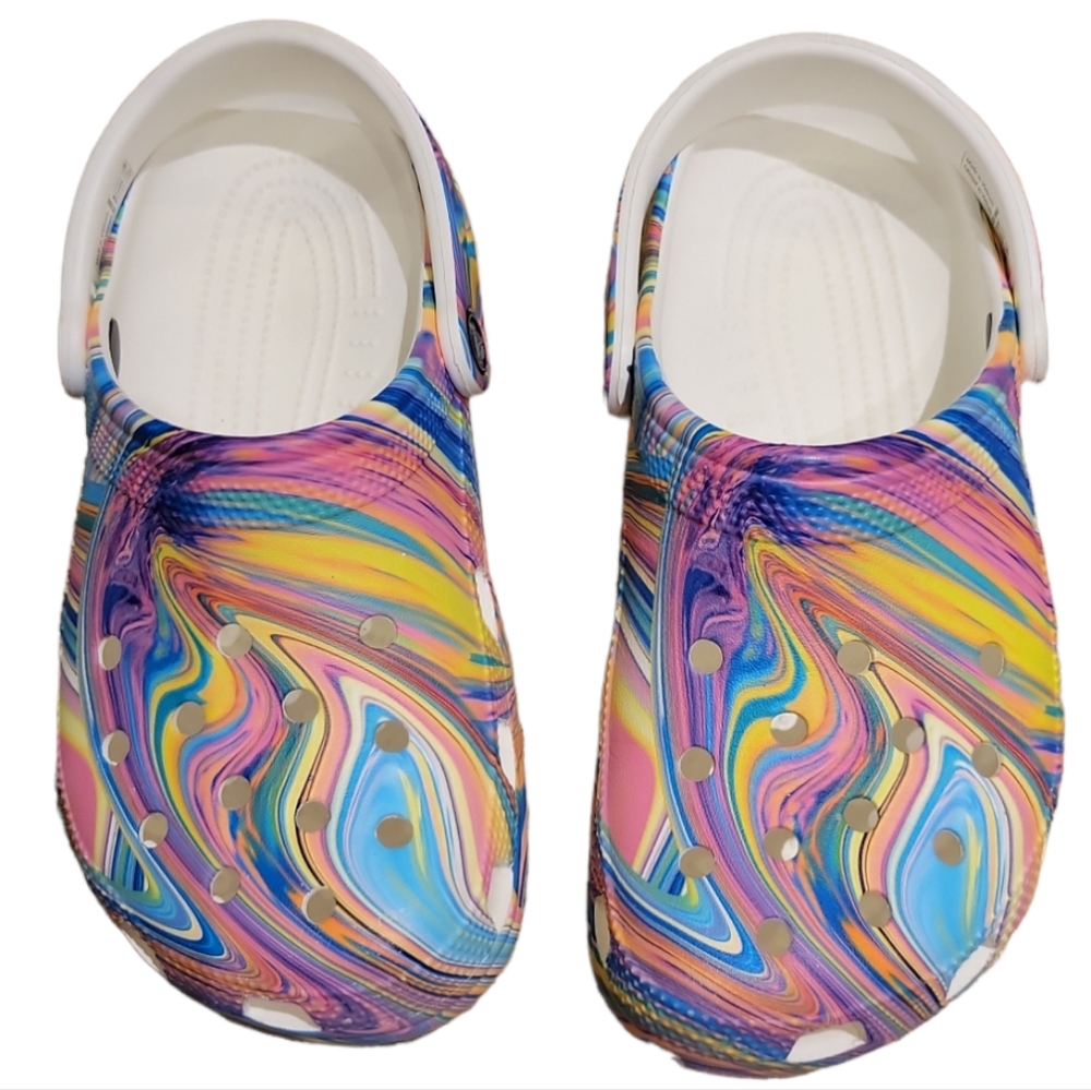 Rainbow Marble Crocs women size 7